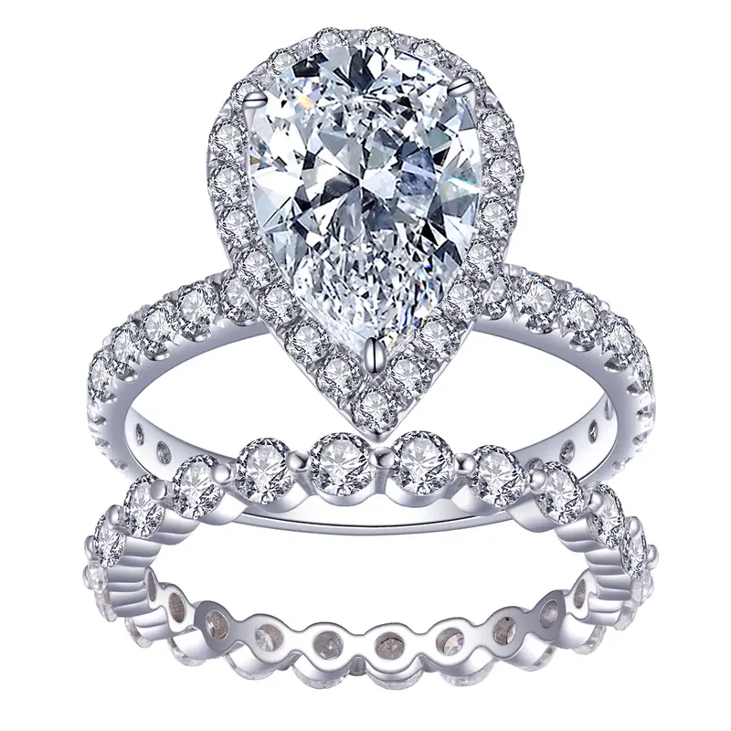 Gioielli Messi - MS -341 White Gold Cop a pere Moissanite Set di gioielli in oro moissanite 1
