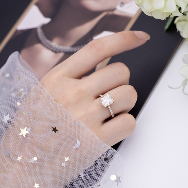 Messi Jewelry - Messi Jewelry 2.53Ct D VVS2 Yellow gold Ring 14K 18K Engagement Wedding Ring women jewelry Moissanite Gold Jewelry 14