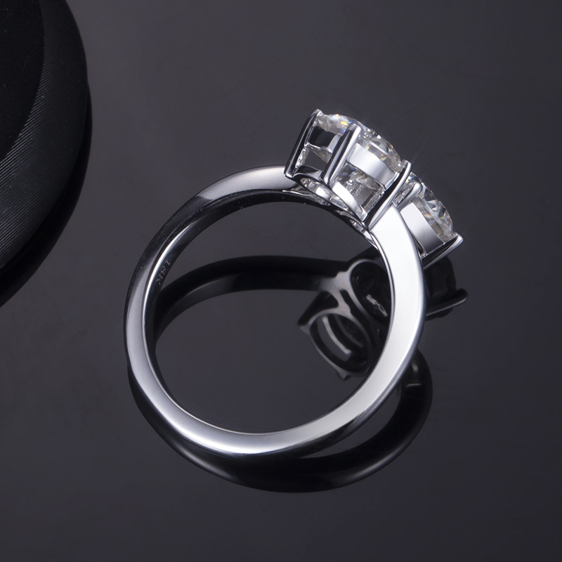 Barang Kemas Messi - Barang Kemas Messi 18K Emas Putih 7mm Potongan Bulat DEF Warna Cincin Berlian Moissanite Untuk Wanita 10