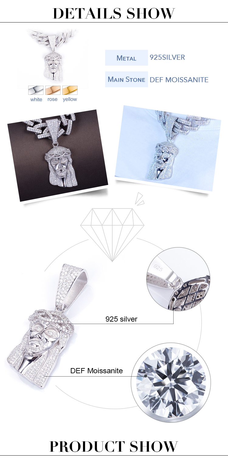 Messi Jewelry - Customize jewelry 925 silver moissanite diamond Jesus pendant Moissante Pendant 10