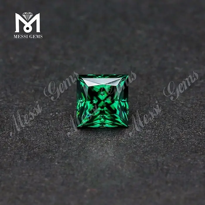 Gioielli Messi - Messi Gems Prezzo all'ingrosso Gioielli pietre preziose che producono 7*7 Princess Cut VVS Green Moissanite Square 1