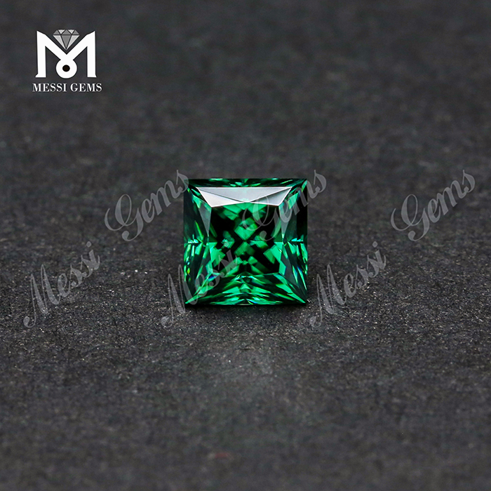 Messi Jewelry - Messi Gems wholesale price loose gemstones jewelry making 7*7 princess cut VVS green moissanite Square 10