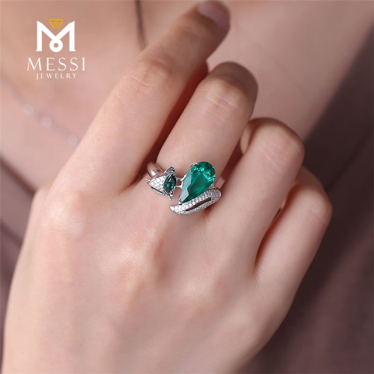 Messi Alahas - Messi Alahas esmeralda singsing fox hayop porma sexy babaye alahas 14k 18k puti nga bulawan nga alahas pakyawan esmeralda singsing singsing 14