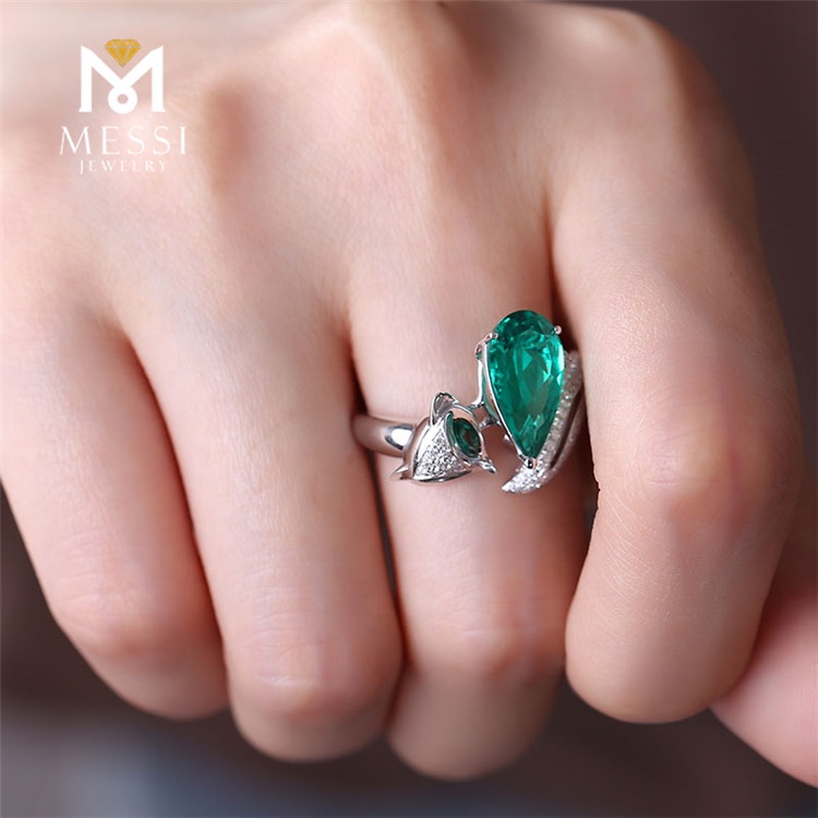 Messi Alahas - Messi Alahas esmeralda singsing fox hayop porma sexy babaye alahas 14k 18k puti nga bulawan nga alahas pakyawan esmeralda singsing singsing 16