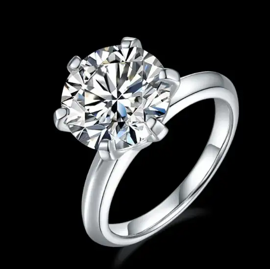 M03J T Six Claw 5.0 Carats 1ct Moissanite Gold Plaxted 925 Sterling Silver Solitaire Anello 1