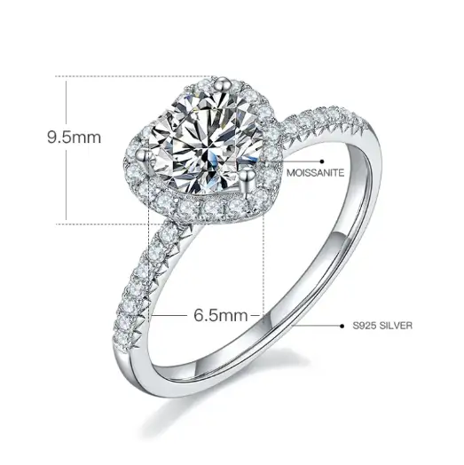 M48A essere piegato con tutto il cuore su anello solitario in argento sterling in oro Moissanite da 1CT 1