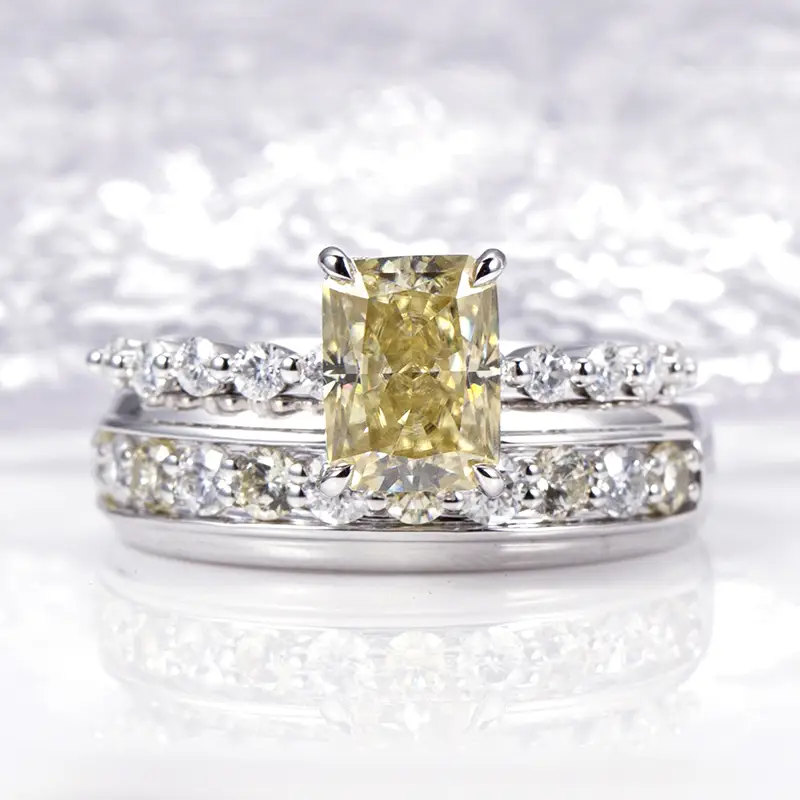 Gioielli Messi - Messi Jewelry MSR -846 14K Gold Solido 8*6 mm RADANT RADIALE MOISSANITE GIALLO DONNE DONNE GIETTOLI ANTRALLA CLASSICA 1