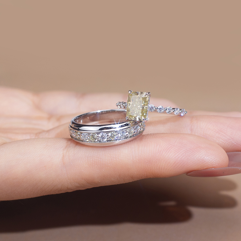 Barang Kemas Messi - Barang Kemas Messi MSR-846 14k emas padu 8*6 mm Potongan berseri kuning moissanite wanita Cincin Perhiasan Cincin Gaya klasik 11