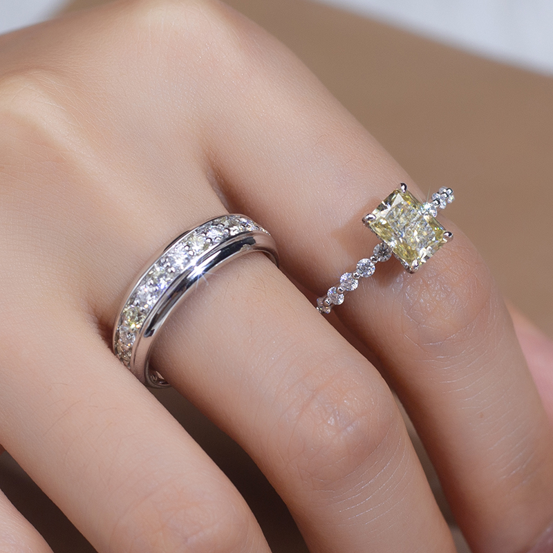 Barang Kemas Messi - Barang Kemas Messi MSR-846 14k emas padu 8*6 mm Potongan berseri kuning moissanite wanita Cincin Perhiasan Cincin Gaya klasik 9