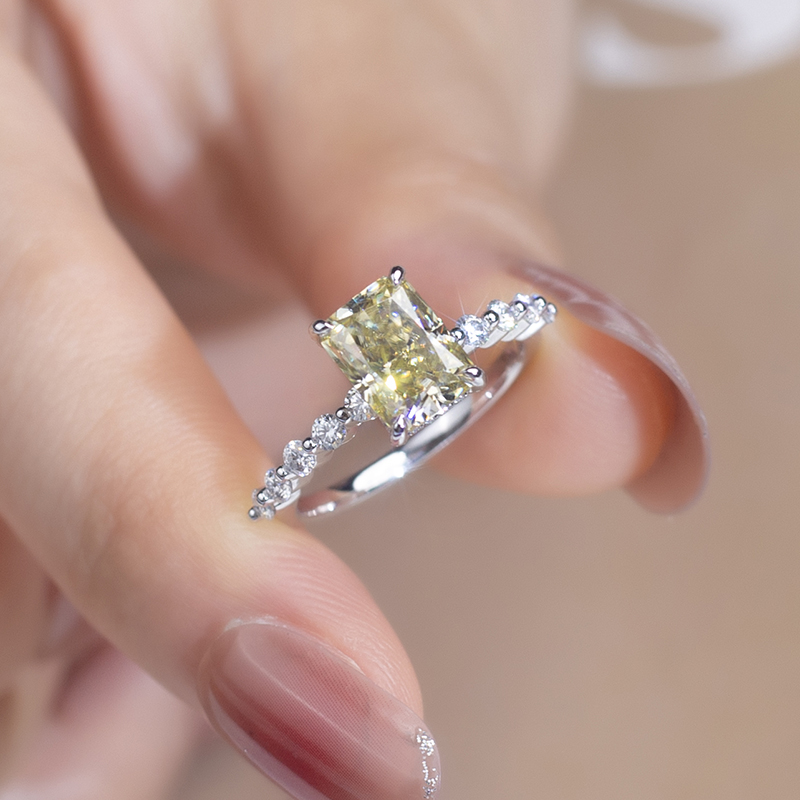 Barang Kemas Messi - Barang Kemas Messi MSR-846 14k emas padu 8*6 mm Potongan berseri kuning moissanite wanita Cincin Perhiasan Cincin Gaya klasik 14