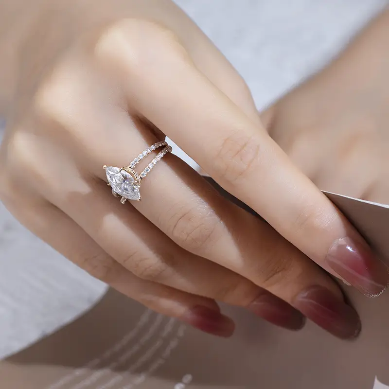 Customizable Rose Gold Moissanite Wedding Band 5