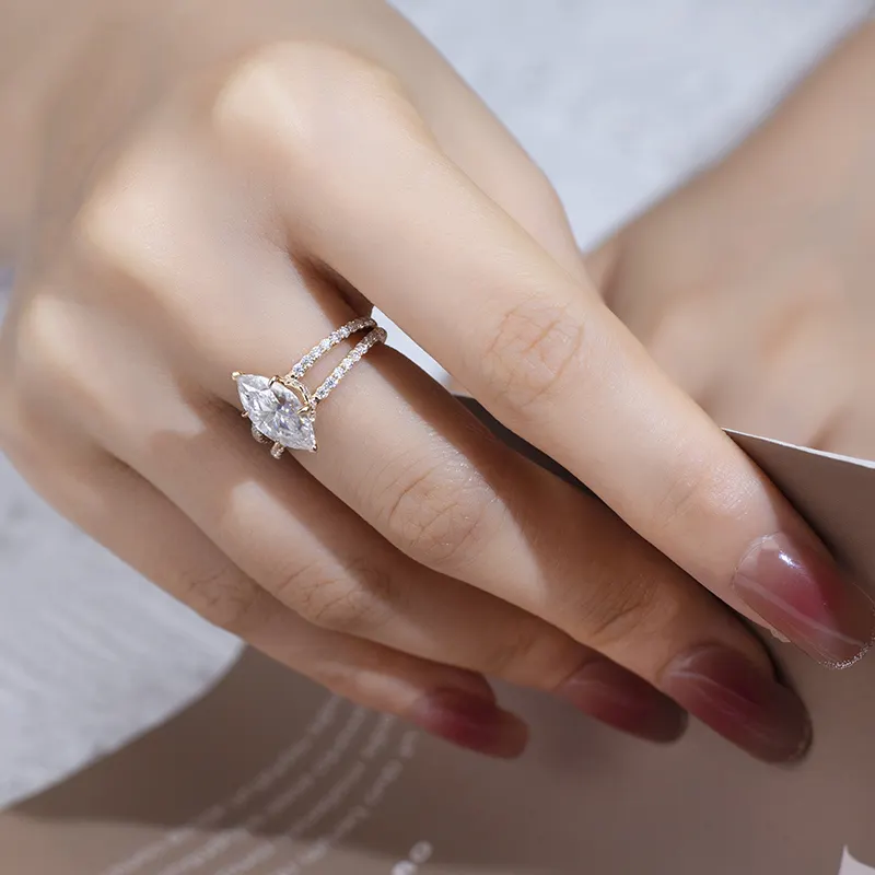 Customizable Rose Gold Moissanite Wedding Band 5