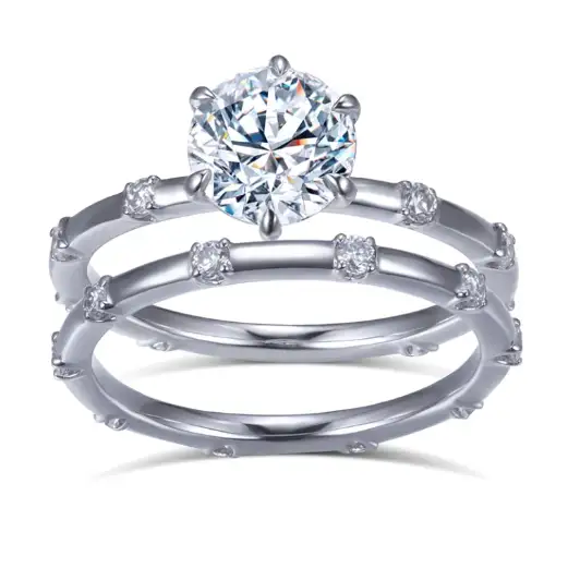 MSR -573 oro bianco 18k con anello di moissanite -messi 1