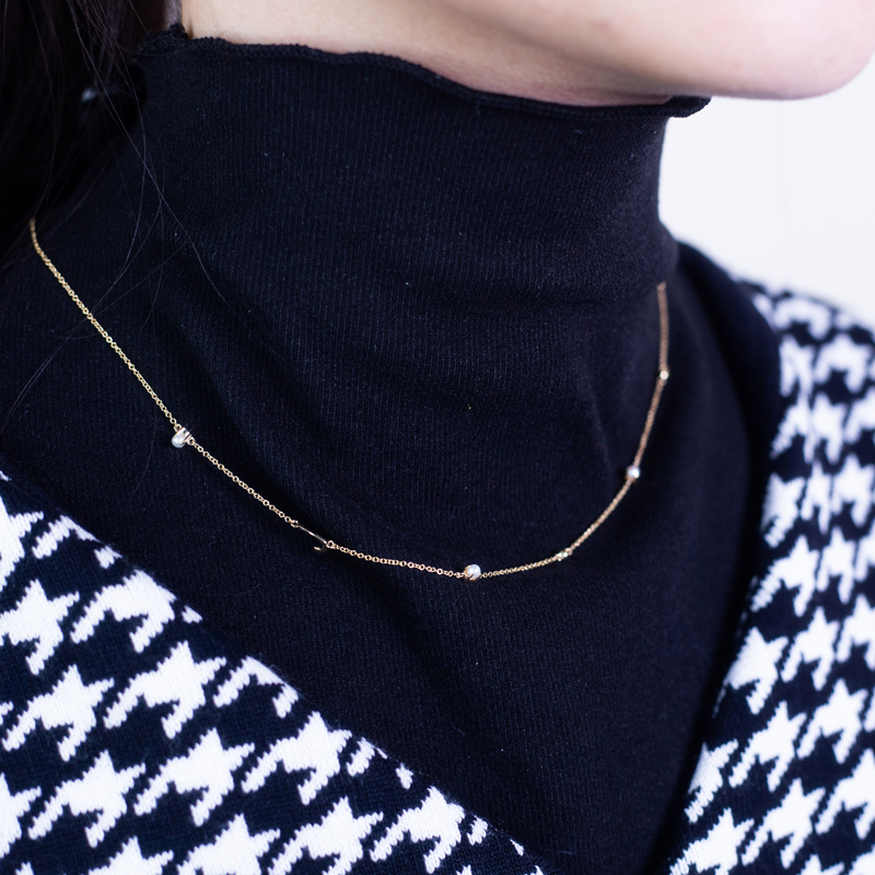 Barang Kemas Messi - Barang Kemas Messi Kalung mutiara emas kuning 18k hadiah elegan untuk wanita Ibu teman wanita Barang Kemas Tersuai 13