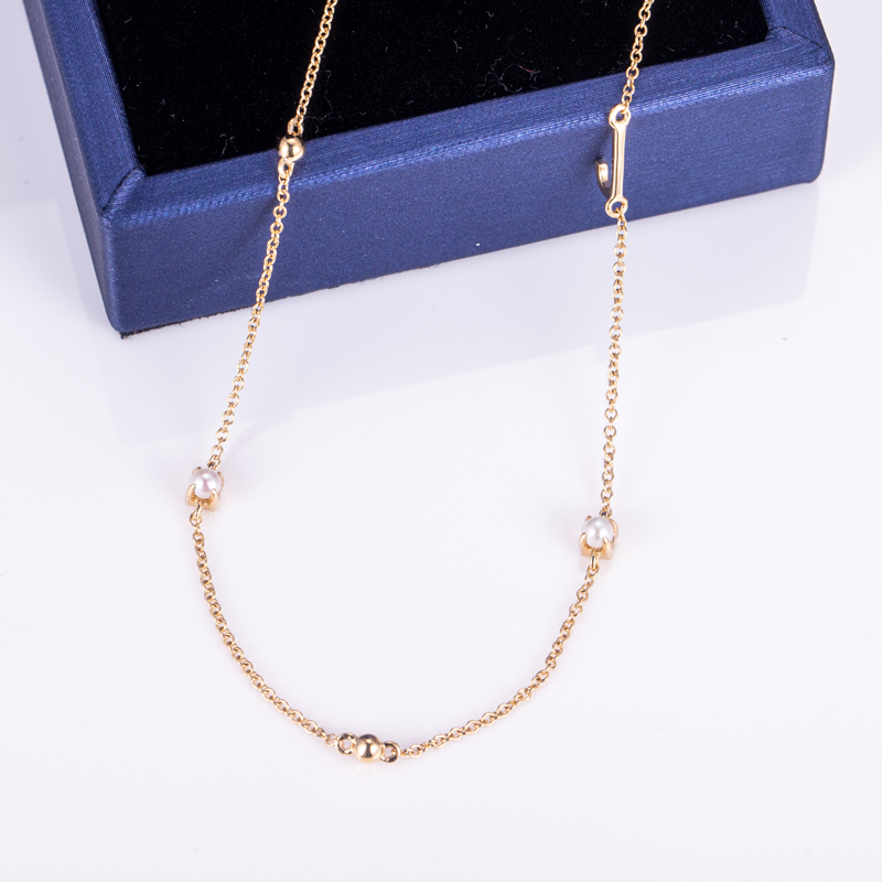 Barang Kemas Messi - Barang Kemas Messi Kalung mutiara emas kuning 18k hadiah elegan untuk wanita Ibu teman wanita Barang Kemas Tersuai 11