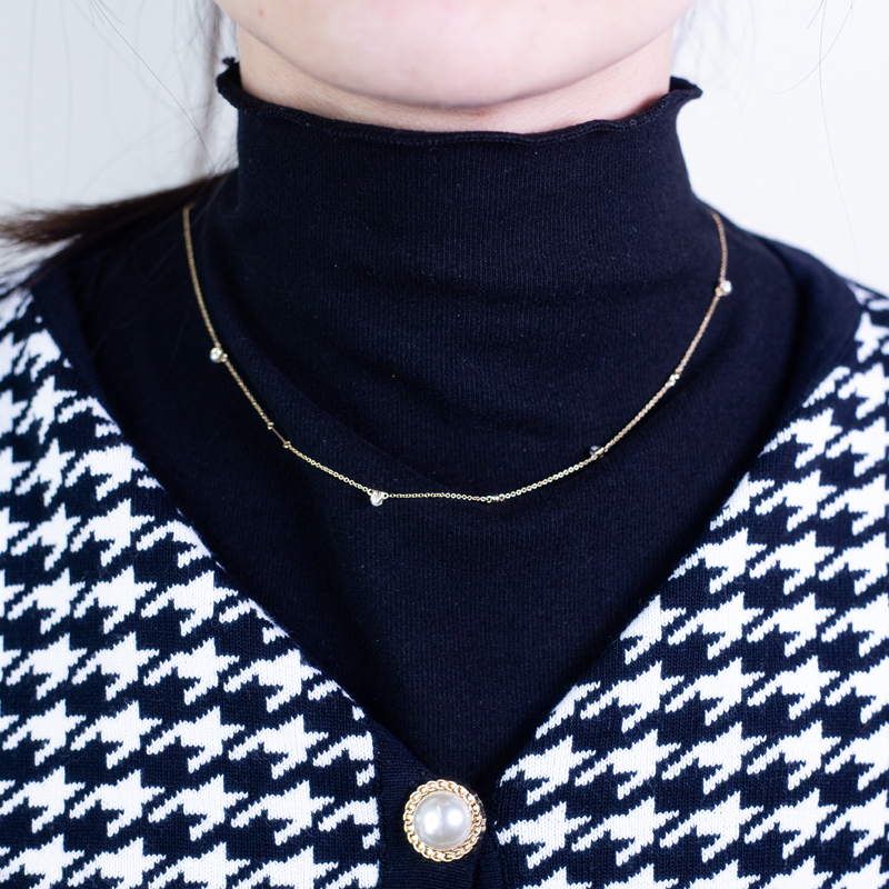 Barang Kemas Messi - Barang Kemas Messi Kalung mutiara emas kuning 18k hadiah elegan untuk wanita Ibu teman wanita Barang Kemas Tersuai 12