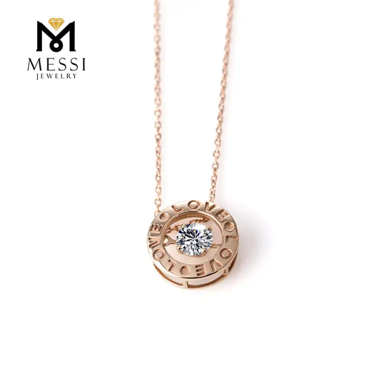 Gioielli Messi - Gioielli Messi Round Moissanite Necklace Gold 14/18K Collana Moissanite Gioielli personalizzati 1