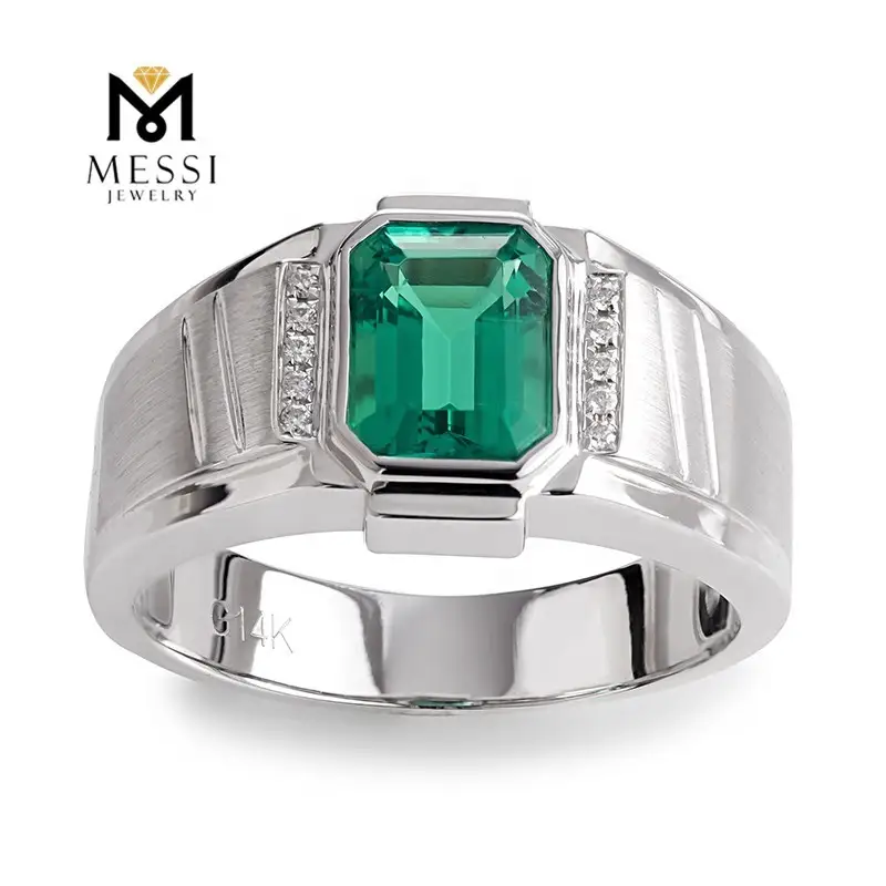 Messi Jewelry - Messi Jewelry Lab coltivato da uomini di smeraldo anello in 14k 18k white oro fidanzamento della fede nuziale hiphop gioielli hiphop anelli da uomo 1