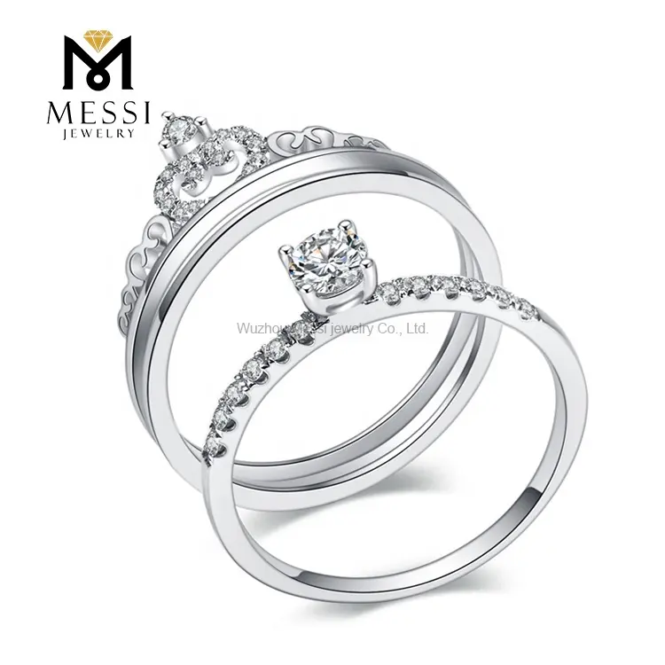 Messi Jewelry Moissanite Wedding Ring Set - 14k Gold Double Engagement 3