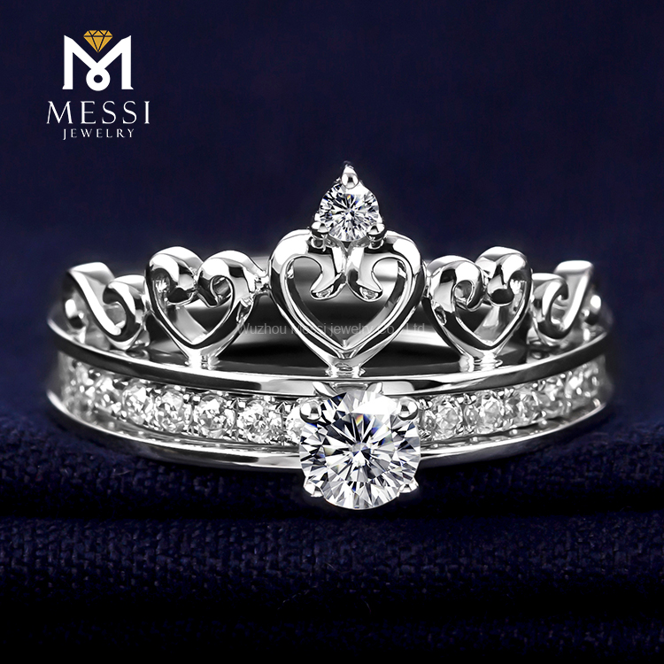 Messi Alahas Moissanite Wedding Ring Set - 14k Gold Dobleng Engagement 16