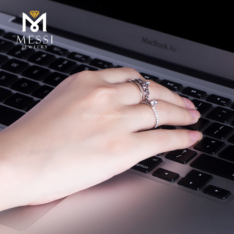 Messi Alahas Moissanite Wedding Ring Set - 14k Gold Dobleng Engagement 12