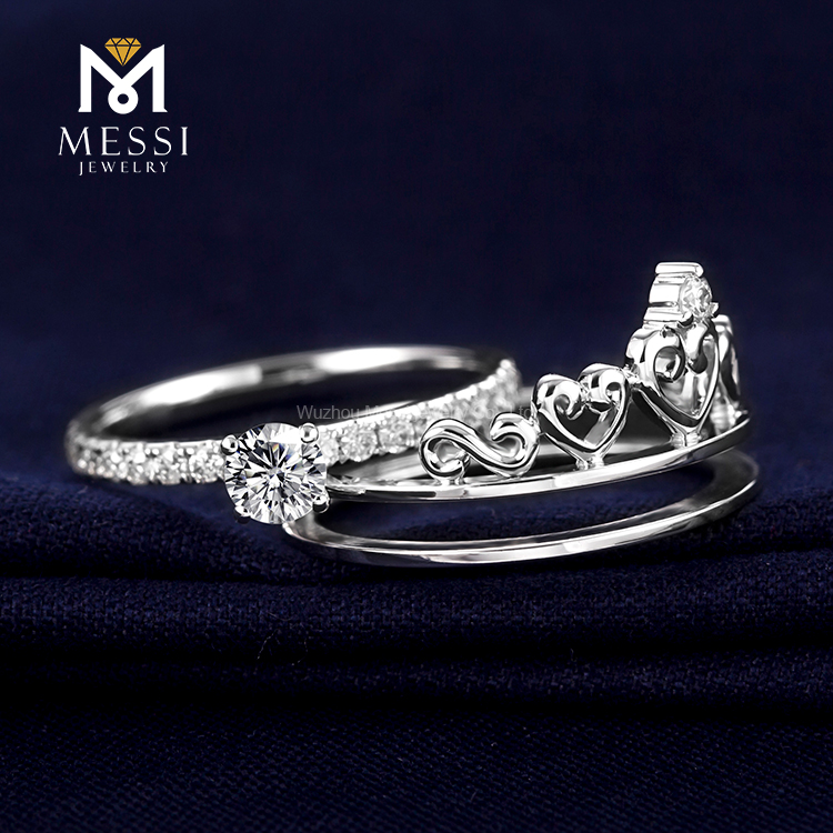 Messi Alahas Moissanite Wedding Ring Set - 14k Gold Dobleng Engagement 18