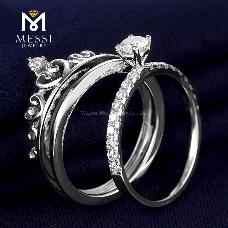 Messi Alahas Moissanite Wedding Ring Set - 14k Gold Dobleng Engagement 14