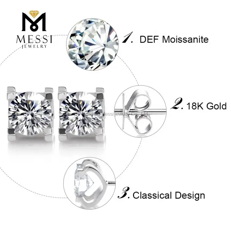 Messi Jewelry | Low-cost moissanite earrings rose gold with good price 3