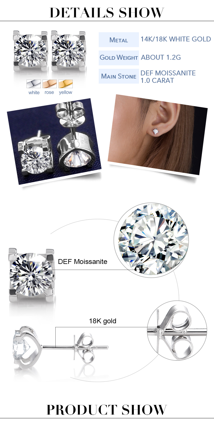 Messi Jewelry | Brincos de moissanita em ouro rosa de baixo custo com bom preço 10