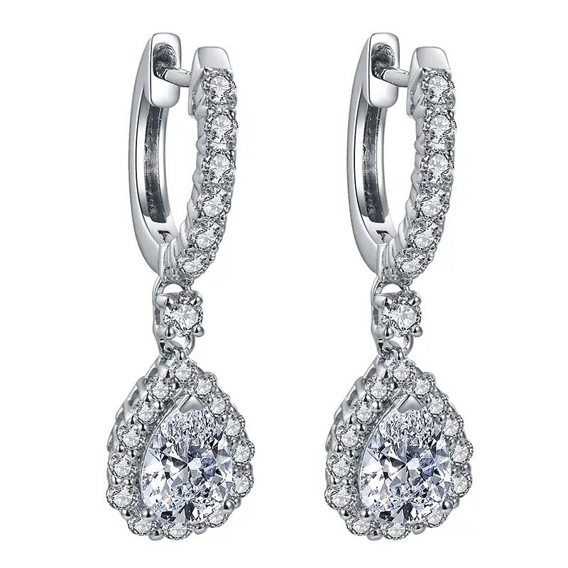 Gioielli Messi - Messi Gioielli Copertura per pera Def Colore Moissanite Woman Fashion Jewelry 18K Orecchini a goccia in oro bianco in oro 1