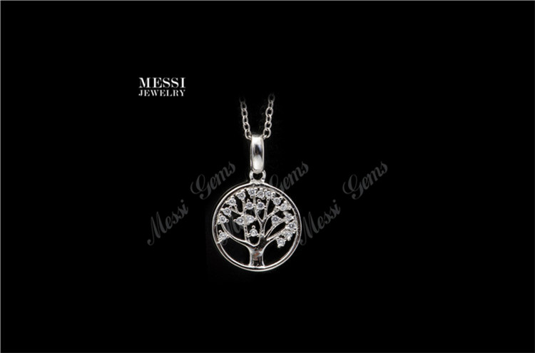 Messi Alahas - Messi Alahas nga kahoy sa kinabuhi nga pendant nga adunay moissanite diamante nga gipahiangay nga 14K 18K puti nga bulawan nga kwintas nga Kwintas 6