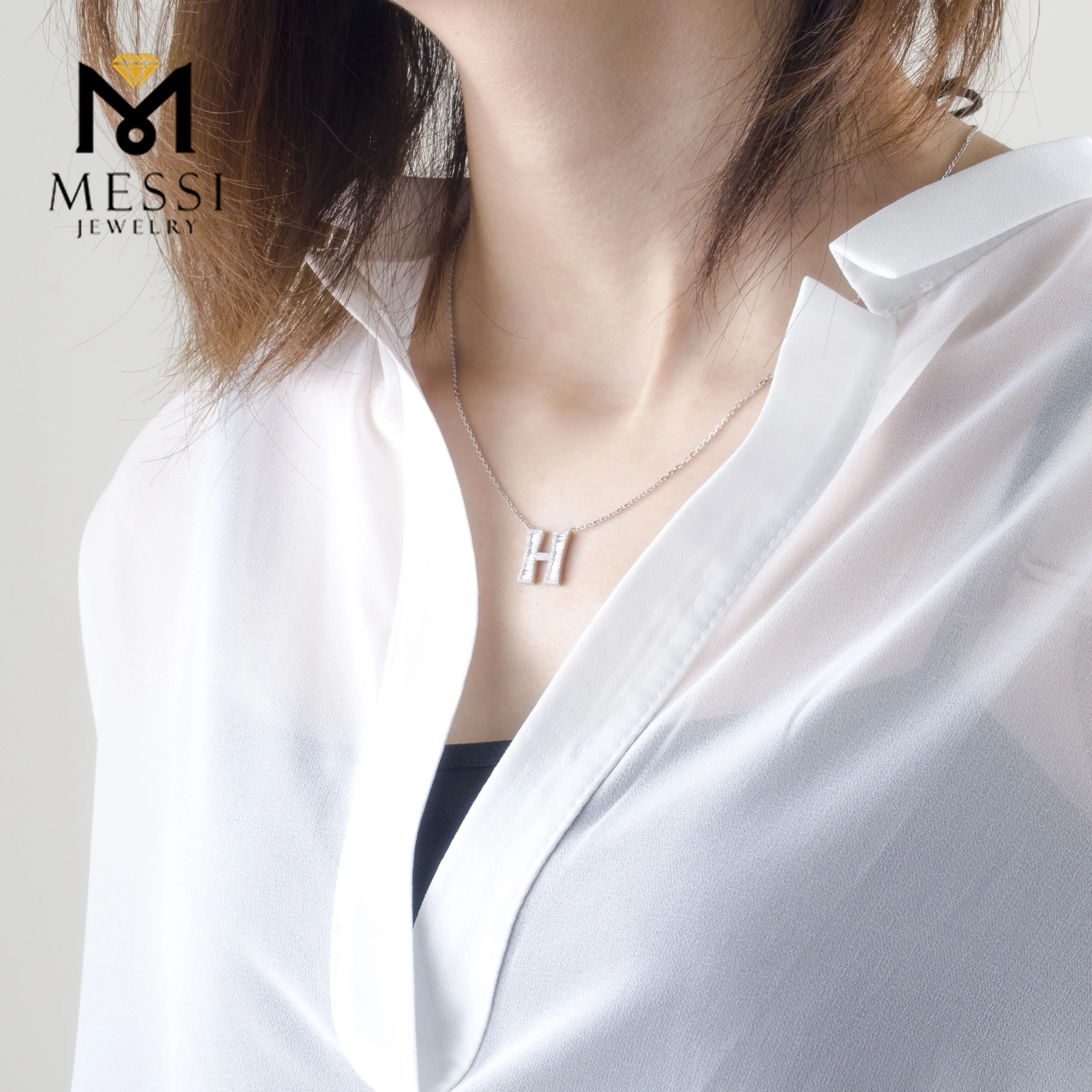 Gioielli Messi - Gioielli Messi Gioielli Diamond Naturale Gioielli 14K Oro Lettere personalizzate collane a sospensione Custom Custom 1