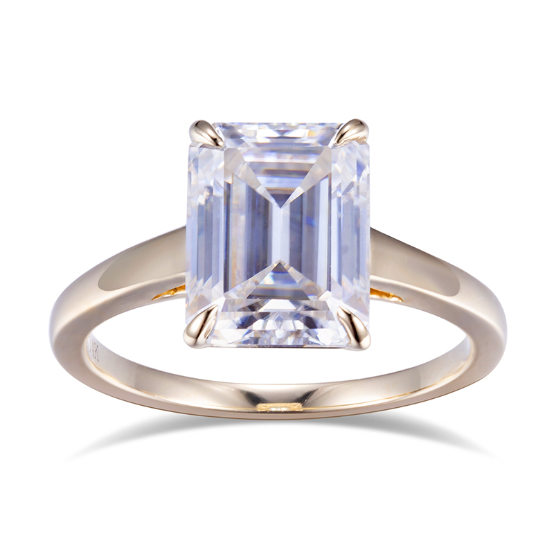 Messi Alahas - Messi Alahas MSR-543 18k Yellow Gold 9*7 mm DEF Emerald Cut Moissanite Ring Rings 8