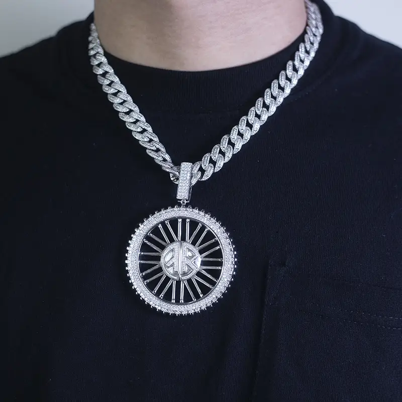 Gioielli Messi - Gioielli Messi 925 Sliver Moissanite Pendant Melee Dimensione DEF Colore unisex Hiphop Hiphop Style Gold Pendant Pendant Ciondolo Moissante 1
