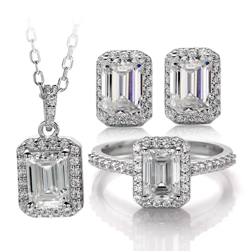 Messi Jewelry - Messi gioielli smeraldo taglio def moissanite 925 silver fashion women gelies set di gioielli 1