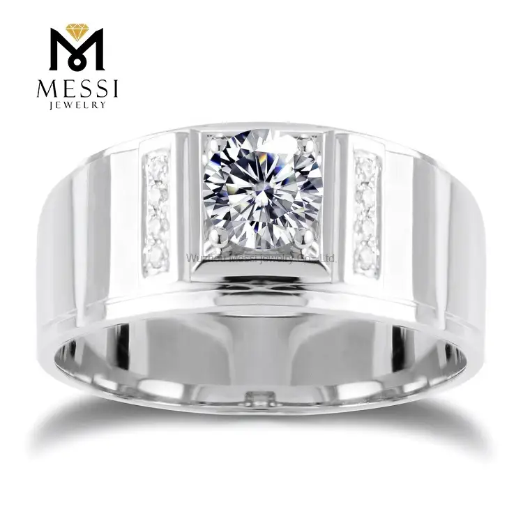 Messi Jewelry - Messi Jewelry Men Ring Eng Engagement Bands da matrimoni 14K 18K Gold Giori all'ingrosso Au750 Mens Moissanite Anelli da uomo Anelli 1