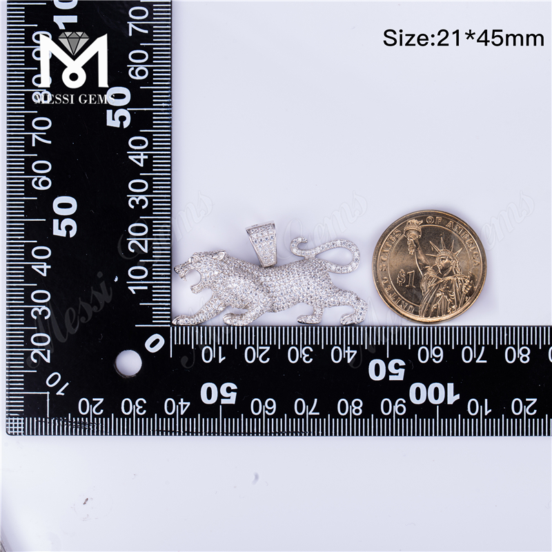 Kalung Loket Leopard Ais Keluar Perak 925 Sterling untuk Lelaki 10