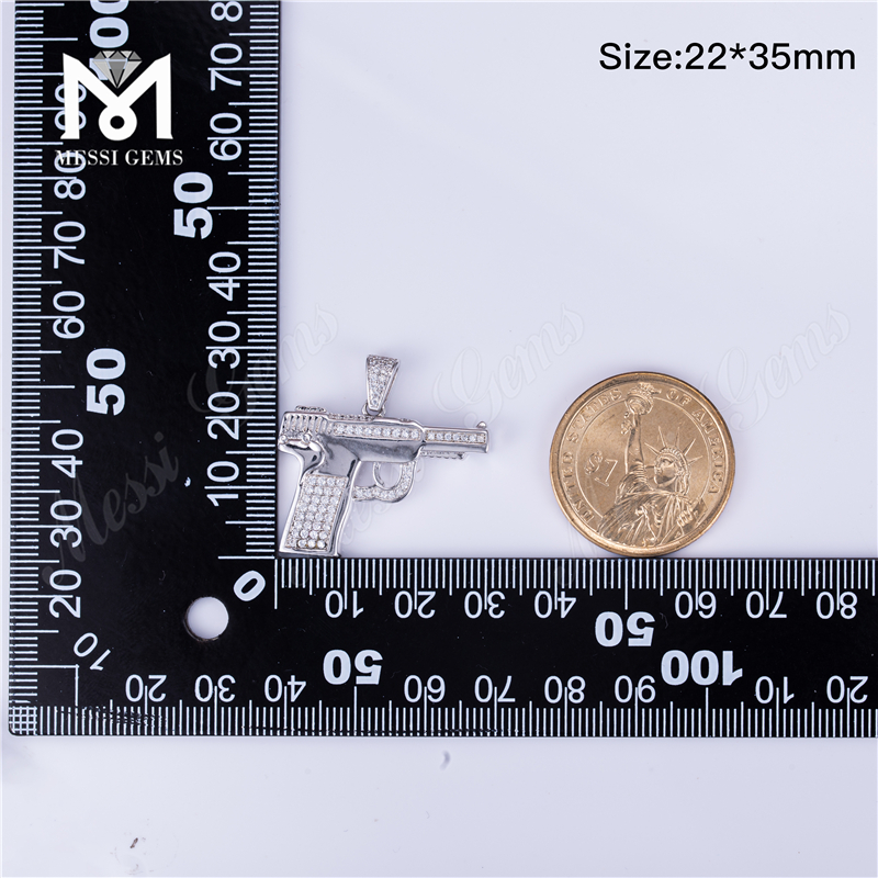 Messi Alahas - Messi Alahas 925 Silver nga alahas Iced Out cz bato Pendant Hip-Hop gun chain Necklace para sa mga lalaki Moissante Pendant 8