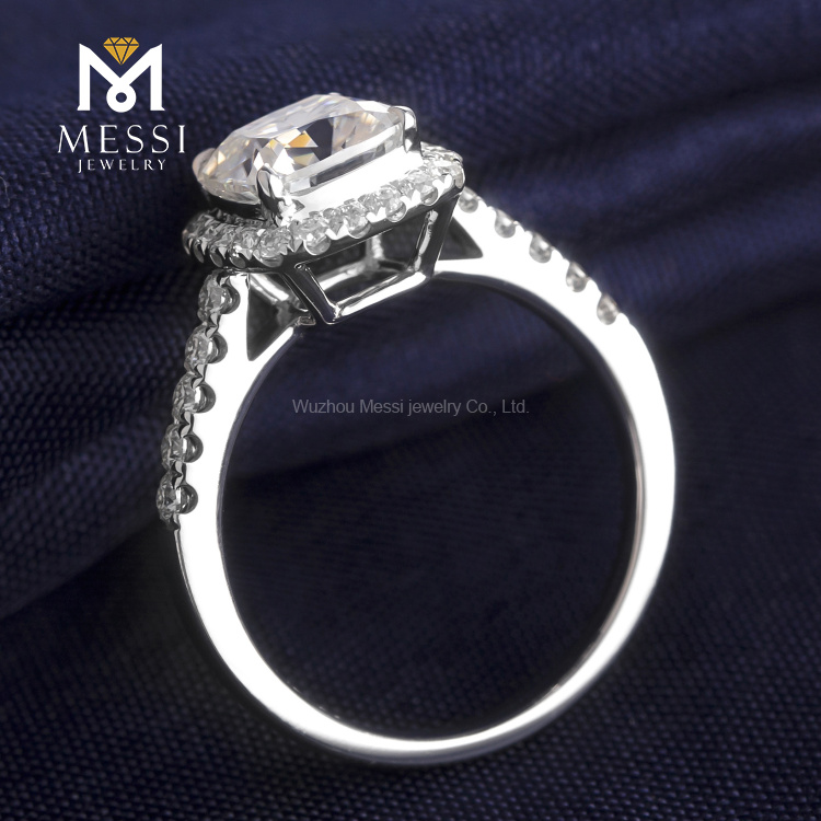 Barang Kemas Messi - Barang Kemas Messi 2.5ct kusyen potong moissanite cincin cincin halo untuk wanita pertunangan perkahwinan 14k 18k emas reka bentuk Cincin 14