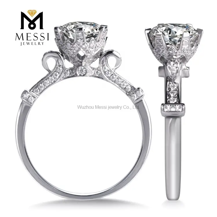 Messi Jewelry 1ct Moissanite Diamond 18k White Gold Wedding Ring - High Quality, Low Price 3