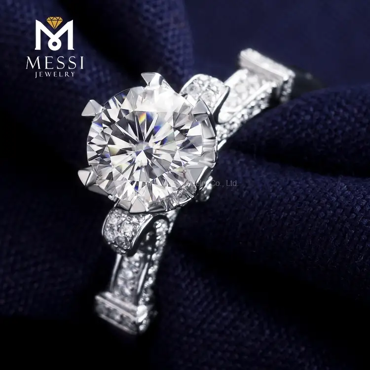 Messi Jewelry 1ct Moissanite Diamond 18k White Gold Wedding Ring - High Quality, Low Price 5
