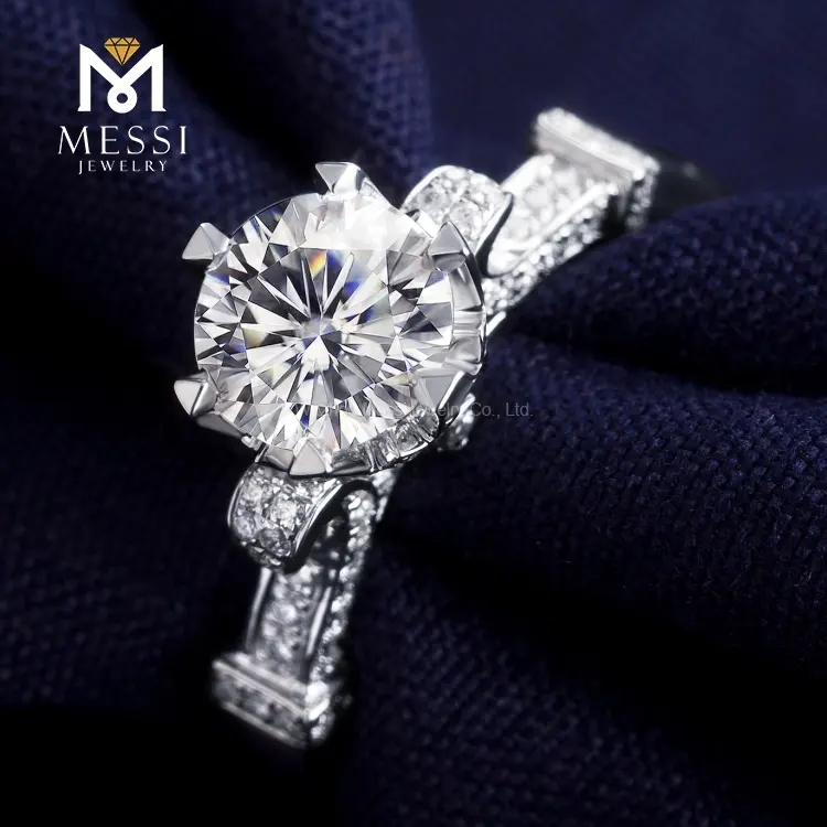 Messi Jewelry 1ct Moissanite Diamond 18k White Gold Wedding Ring - High Quality, Low Price 5