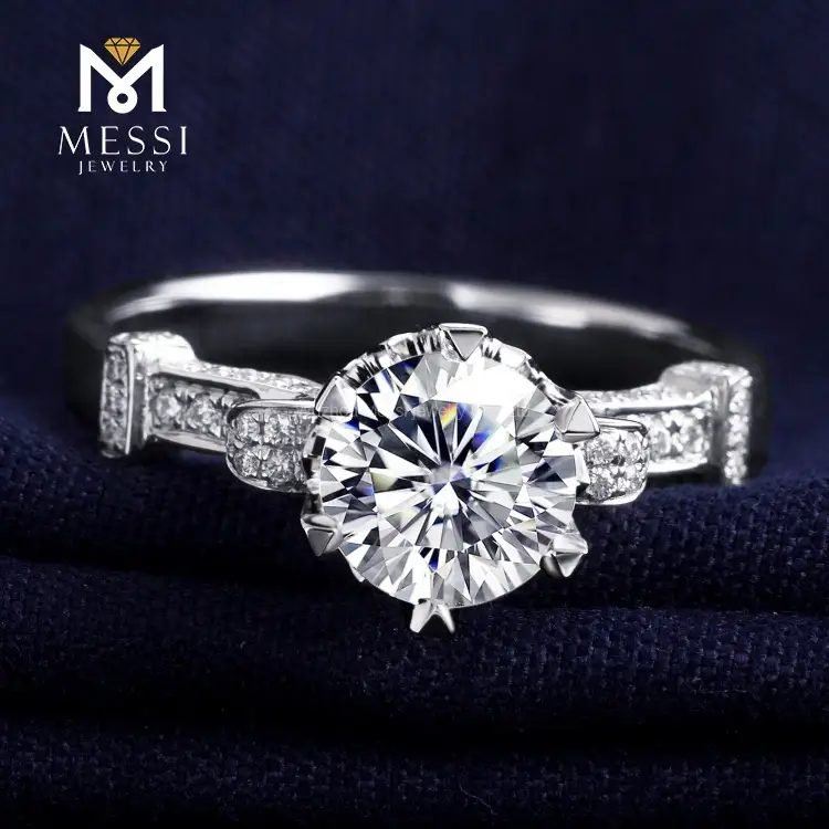Messi Jewelry 1ct Moissanite Diamond 18k White Gold Wedding Ring - High Quality, Low Price 6