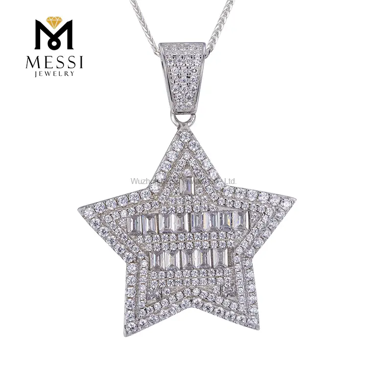 Gioielli Messi - Messi Jewelry CZ Stone Star Design 925 Collana a ciondolo di gioielli in argento per donne ciondoli Moissante 1
