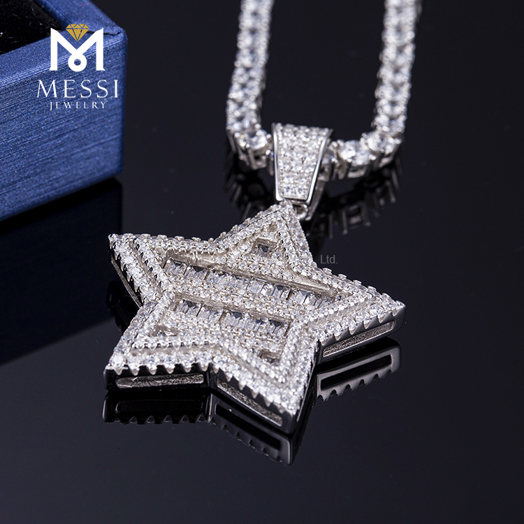 Messi Alahas - Messi Alahas cz bato nga bituon nga disenyo 925 Silver alahas nga pendant necklace para sa mga babaye Moissante Pendant 10