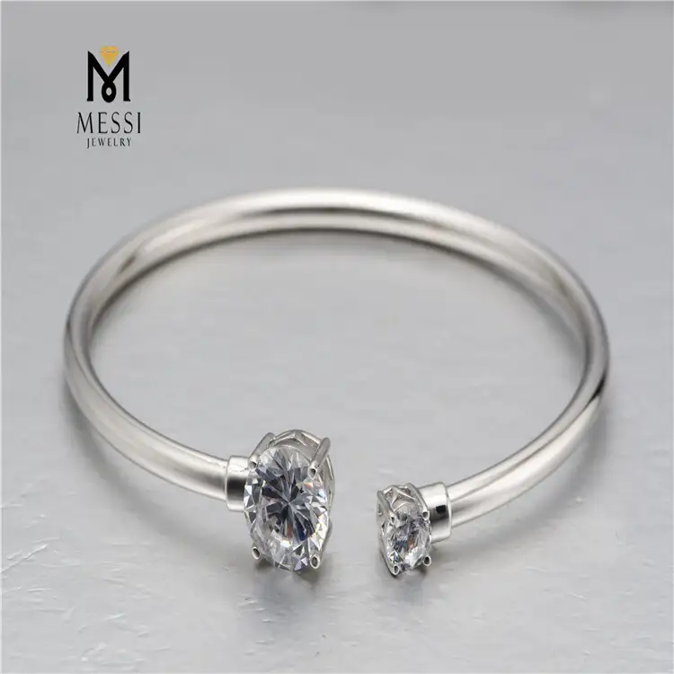 Ювелирные изделия Messi - Messi Jewelry Def White VVS 14K 18K Gold Open Регулируемые браслеты Moissanite для женщин браслеты 1