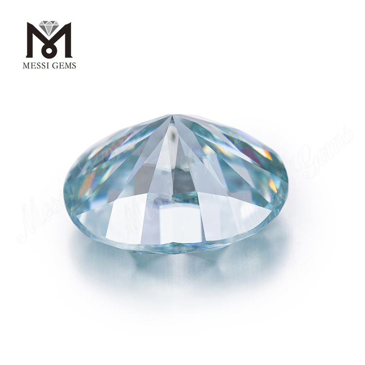 Messi Jewelry - Messi Jewelry 7x9mm GRA Certified Aqua Blue Oval-Cut Moissanite Diamond Oval 12