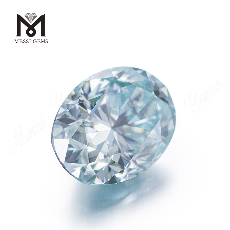 Messi Jewelry - Messi Jewelry 7x9mm GRA Certified Aqua Blue Oval-Cut Moissanite Diamond Oval 8