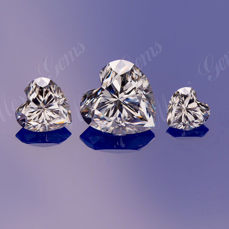 Messi Jewelry - Messi Jewelry 3mm to 13mm Heart Cut DEF GH Polished Moissanite Moissanite 14