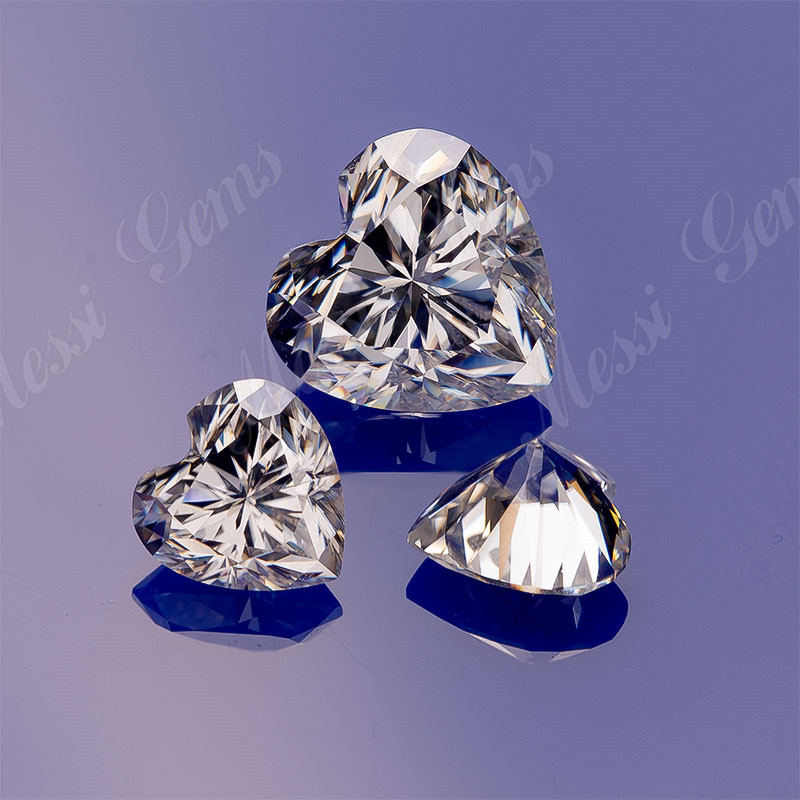 Messi Jewelry - Messi Jewelry 3mm to 13mm Heart Cut DEF GH Polished Moissanite Moissanite 15
